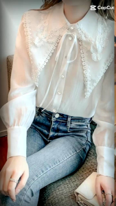 TM 2678 Kemeja Davina Lace Collar Import