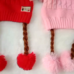 Topi Kepang Rajut Bayi Perempuan 0-3 Tahun Lucu