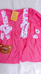 Free Kerudung ~ Gamis Bayi Anak Perempuan 0-12 Bulan Motif Pita Beruang SNI