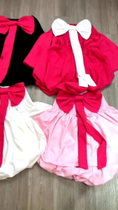 Sét quần short áo cúp ngực bí nơ to