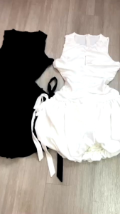 Đầm bí sát nách đính nơ / ảnh thật