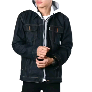 Jaket Jeans Hoodie Pria Denim Cindung