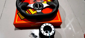 Setir Racing Momo 13Cm Carbon + Boskit Toyota Suzuki Daihatsu Mitsubishi Universal