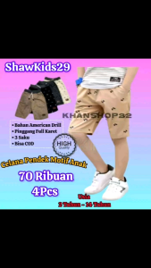 Paket 4 Celana Pendek Anak Chinos Kain Drill untuk Usia 2-4 Tahun