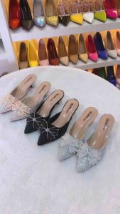 sepatu sendal Heels wanita Dearva Lusica 02 heels 5 cm bahan glitter premium import