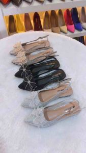 Sepatu Flat Wanita Dearva Lusica 03 Bahan Glitter Premium Import Tali Belakang
