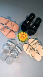 Sandal Teplek Wanita Kekinian Slop Silang Kepang Depan D03