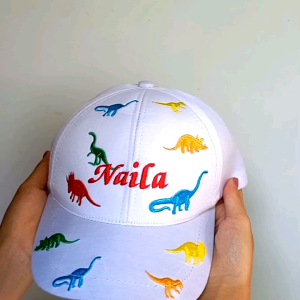 Topi Baseball Anak Laki Laki Perempuan Motif Bordir Dinosaurus Bisa Pake Nama