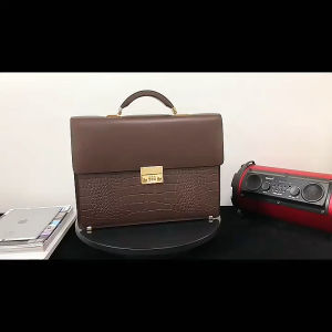 Cặp Nam Da Vân Khóa Số Cao Cấp San Leather 9805.Túi Xách Da Công Cao Cấp.