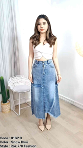 Rok Jeans Ankle Semata Kaki Pinggang Karet 28-34