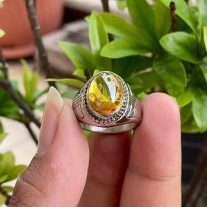 CINCIN BATU YELLOW TOPAZ AMERICAN DIAMOOND ASLI SUPER MINIMALIS TOP QUALITY