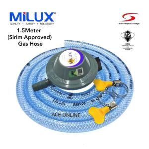Milux L.P.G Low Pressure Gas Regulator M-168FH With 1.5Meter (Sirim Approved) Gas Hose