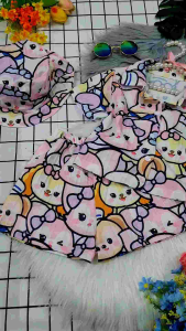 เซตฮาวายเด็กผ้าด๊อบบี้ พร้อมหมวกเข้าชุดน่ารักๆลายสวยๆ ผ้าดีใส่สบายๆ