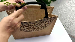 Túi đi biển túi cói túi cói vintage họa tiết trống đồng và xương rồng Sinh Mộc - M3604