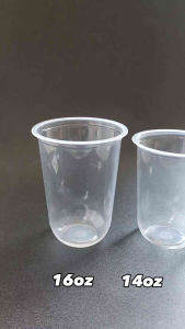 Gelas Plastik Oval 12oz 14oz 16oz Isi 50 Pcs | U Cup PP 14 oz 16 oz Tanpa Tutup