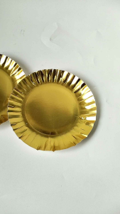 Piring Kue Ulang Tahun Kertas Mas Isi 10 Pcs l Gold Paper Plate