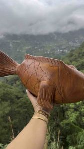 HAND CARVED FISH BOWL TABLE TOP DISPLAY
