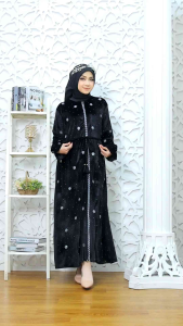 GAMIS ABAYA TURKEY BUNGA KECIL MELATI CANTIK (BUSUI FRIENDLY) RESLETING PANJANG MATERIAL ROYAL BELUDRU MEWAH VIRAL TERBARU