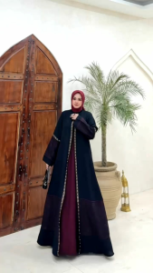 gamis modern gamis abaya zannah manik swarovsky mewah elegan produk Amore by ruby