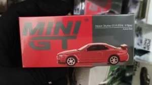 TSM Model Mini GT Nissan Skyline GT-R(R34)V-Spec Active Red RHD #MGT00796 #164