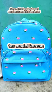 Tas Wanita korean terbaru motif bunga tulip-Tas sekolah SD SMP SMA-Tas ransel bunga tulip