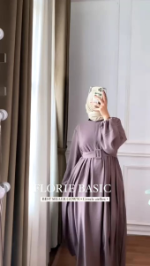 Dress Muslim Florie Dress Bahan Crinkle LD 110cm PJ 140cm Lebar Bawah 2.8cm ( Bisa COD )