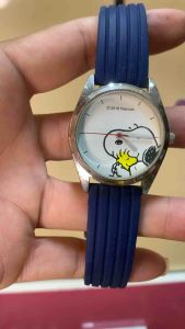 Đồng hồ nữ PEANUTS QUARTZ size 34mm dây silicone khóa thép sử dụng máy Singapore đen