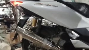 HONDA PCX 160 SHARK TIP POWER PIPE WITH COMPLETE SET BRACKETCLAMPSPRINGCANISTER AND STRAIGHT ELBO
