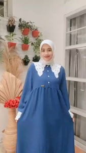 Gamis kringkel airflow kerah bordir