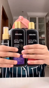 Seri Protein Keratin Miranda: Shampoo & Conditioner & Masker Rambut