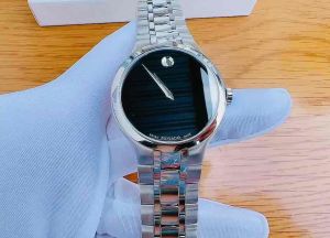 ĐỒNG HỒ NAM CHÍNH HÃNG Movado 0606367 Quartz Museum Black Dial Sapphire Silver Stainless Steel For Men