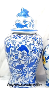 Guci Keramik China Tochin Biru Putih Import Guci Porselen Dekorasi Rumah