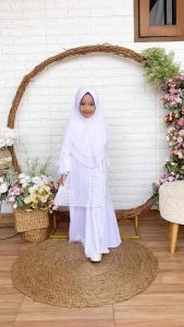 (1 tahun s.d Dewasa) GM 158 Baju Muslim Gamis Formal Pesta Lebaran Putih Anak Remaja Dewasa Cutetrik Melva Brukat White Dress / Mondok Pesantren / Umroh / Manasik Haji
