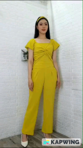 Setelan Panjang Polos Crinkle Airflow Carrisa: Atasan & Celana