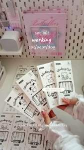 Set Hộp 6 Bút Bi Moka PCS Thú Cưng Gel Ngòi 0.5mm Mực Đen