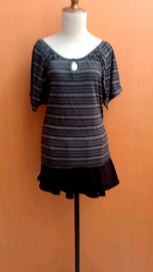 atasan kaos wanita abu tua EMERSON cewek L XL blouse santai jumbo