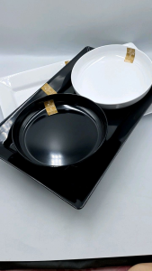 ถาดสี่เหลี่ยม 17.5นิ้ว จานทรงบัว 8นิ้ว เมลามีนแท้เกรดพรีเมี่ยม Golden Horse Gold มอก.2921-2562