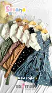 𝐀𝐒𝐘𝐌𝐀𝐇 Over All Setelan Anak Perempuan Muslim - Dress Anak Perempuan Muslim set Inner Savana Series Warna Hitam