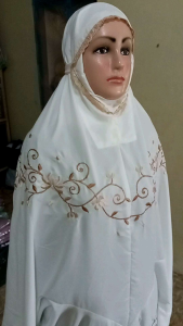 Mukena Terusan Dewasa Lajuran Tanpa karet dahi katun