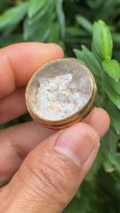 แหวนแก้วโป่งข่าม แก้วเข้าแร่เงิน กาบ ขนาด60/61 แหวนทองเหลือง