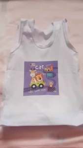 Assorted Kids White Sando for Boys Newborn-6m Construction Wheels Trucks Print Sleeveless Top 4 pcs