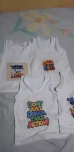 4pc Assorted Kids White Sando for Boys Newborn-6m Old Christian Bible Verse Church Outfit Clothes