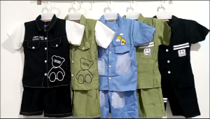 SETELAN KEMEJA SIMBEAR 1-4 TAHUN/SETELAN ANAK COWOK