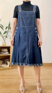 ●ECLAIRE● 0IS Overall Jeans Selutut Rawis Basic Dasar Kasual Casual Mode Modis Trendy Kekinian Urban (NO INNER)