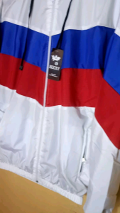 Jaket Parasut Tractop Windbreakers Pria Wanita Kombinasi Warna Putih Biru Merah Termurah