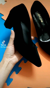 Giày gót vuông 5p nhung êm mềm