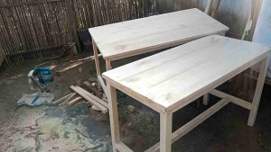 meja makan dari kayu tebal 2cm mulus REALPICK COD