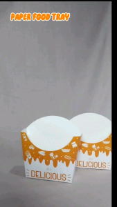50 PCS Paper Food Tray Tray Kentang Goreng Ukuran 8 x 3 x 105 cm Bahan Kertas Ivory 300 GSM Laminasi Dalam