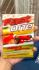 Fast One Invitation Card with Envelope - Boy 1st Birthday - Racing - Cars - 5R - 4R - 3R
