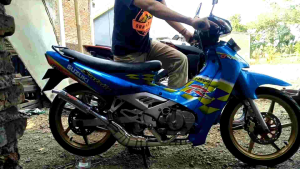 knalpot racing Suzuki Satria 2 tak Rk cool type kolong bm power cobra full crhome tahan karat